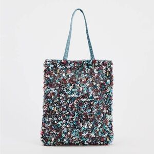 Zara bag beaded purse NWT blue pink sequins silk satin viral TikTok top